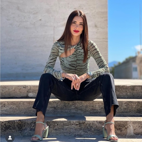 ZARA ZEBRA PRINTED TULLE TOP - Picture 2 of 6